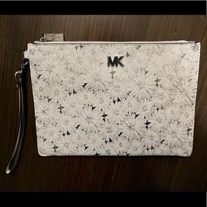 Michael Kors Clutch - White & Silver Floral Print